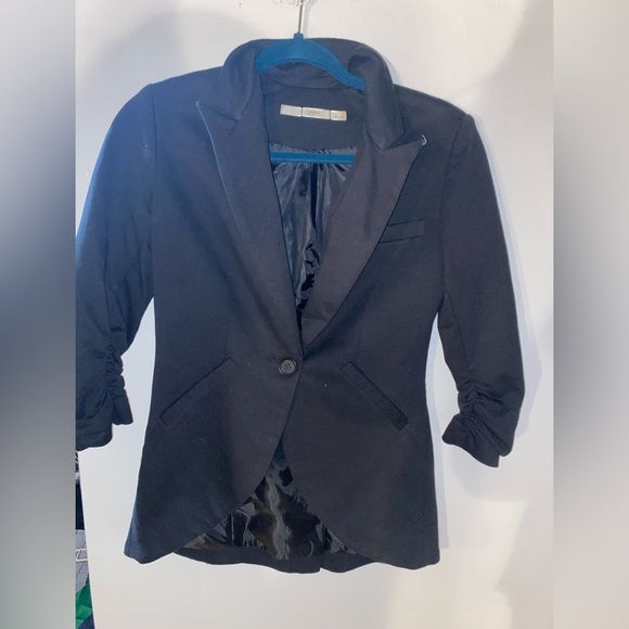 Black Blazer with Ruffled Sleeve by Gibson - Picture 1 of 4